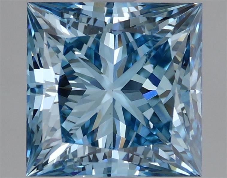 Lab-Grown Princess Diamond - 2.52 Carats, Fancy Vivid Blue Color, VVS2 Clarity - Certified by IGI - Report Number: LG659455831