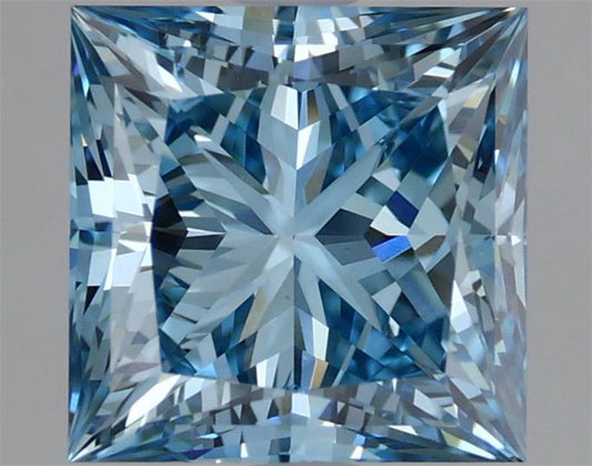 Lab-Grown Princess Diamond - 2.52 Carats, Fancy Vivid Blue Color, VVS2 Clarity - Certified by IGI - Report Number: LG659455831