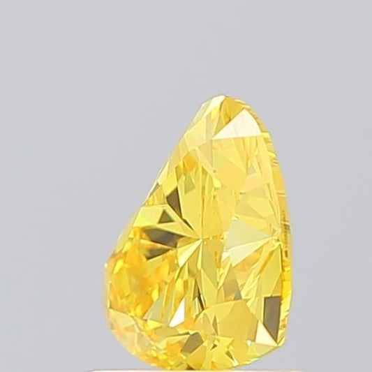 Lab-Grown Heart Diamond - 1.01 Carats, Fancy Vivid Yellow Color, VS1 Clarity - Certified by IGI - Report Number: LG582357827