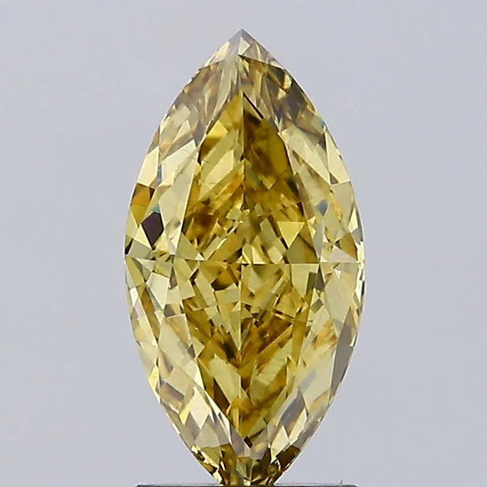 Diamant de laboratoire taille marquise de 1,99 ct (couleur jaune brunâtre intense, pureté VS2, certifié IGI)