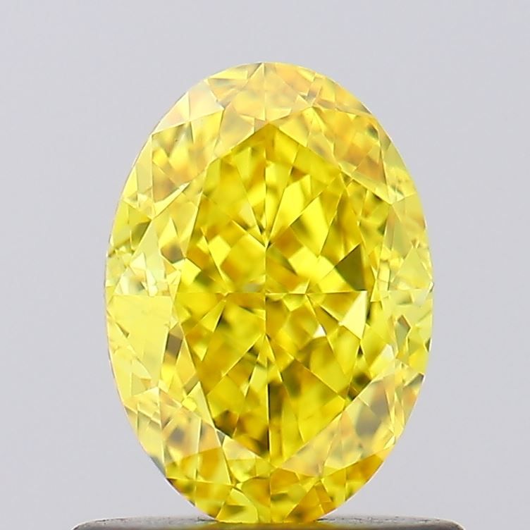 Lab-Grown Oval Diamond - 1.0 Carats, Fancy Vivid Yellow Color, VVS1 Clarity - Certified by IGI - Report Number: LG610315433