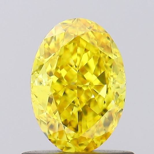 Lab-Grown Oval Diamond - 1.0 Carats, Fancy Vivid Yellow Color, VVS1 Clarity - Certified by IGI - Report Number: LG610315433