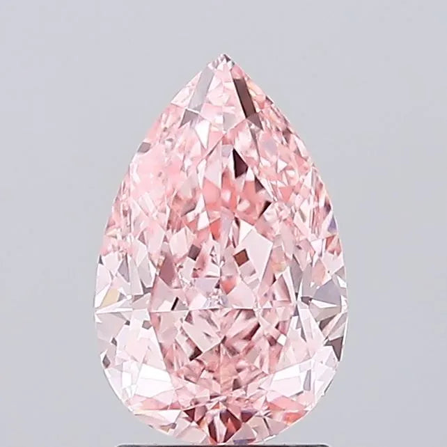 Diamant de laboratoire taille poire de 2,02 ct (couleur rose vif fantaisie, pureté VS1, certifié IGI)