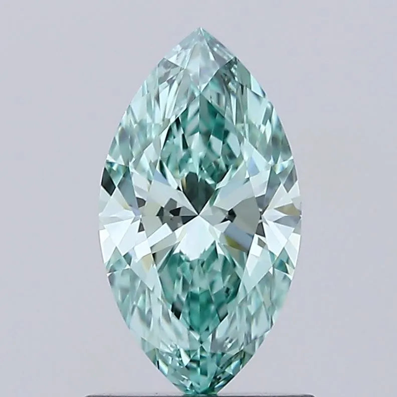 Diamant de laboratoire Marquise de 0,85 ct (couleur vert vif fantaisie, pureté VVS1, certifié IGI)
