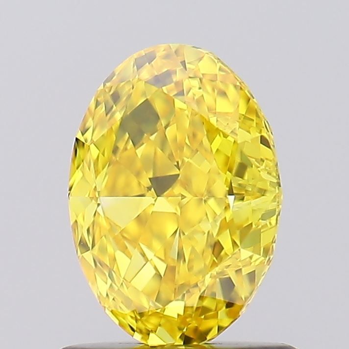 Lab-Grown Oval Diamond - 1.02 Carats, Fancy Vivid Yellow Color, VVS2 Clarity - Certified by IGI - Report Number: LG607389700