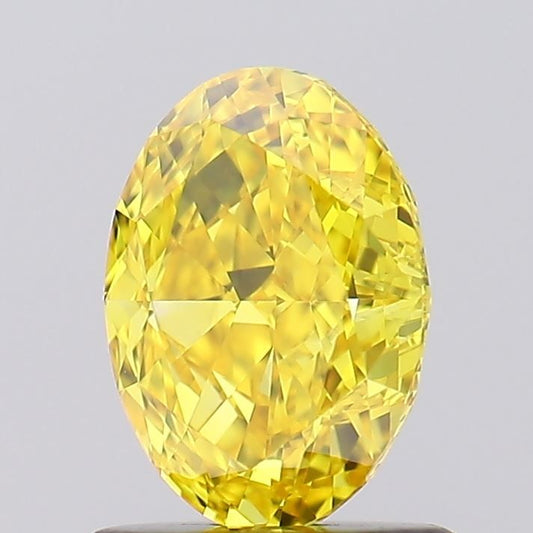 Lab-Grown Oval Diamond - 1.02 Carats, Fancy Vivid Yellow Color, VVS2 Clarity - Certified by IGI - Report Number: LG607389700