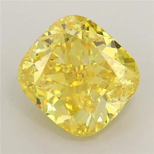 2.63ct Cushion brilliant Lab Grown Diamond (Colour Fancy Vivid Yellow, Clarity IF, IGI Certified)