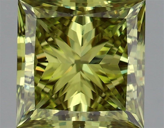 Lab-Grown Princess Diamond - 3.03 Carats, Fancy Vivid Green Color, VS1 Clarity - Certified by IGI - Report Number: LG686501997