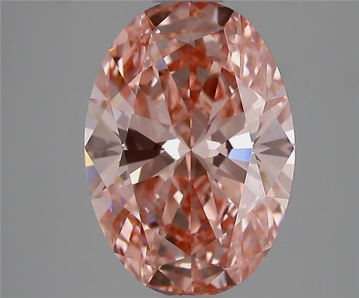 Lab-Grown Oval Diamond - 3.03 Carats, Fancy Vivid Pink Color, VVS2 Clarity - Certified by IGI - Report Number: LG687597361