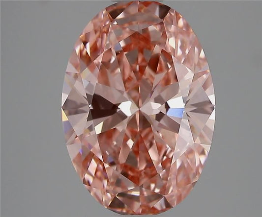 Lab-Grown Oval Diamond - 3.03 Carats, Fancy Vivid Pink Color, VVS2 Clarity - Certified by IGI - Report Number: LG687597361