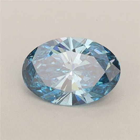 Lab-Grown Oval Diamond - 0.55 Carats, Fancy Vivid Blue Color, SI2 Clarity - Certified by IGI - Report Number: LG574359210