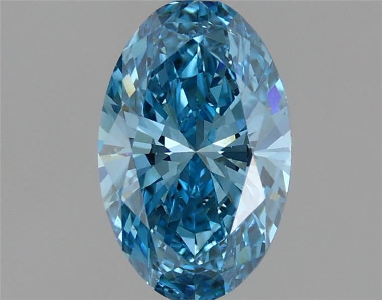 Lab-Grown Oval Diamond - 1.08 Carats, Fancy Vivid Blue Color, VS2 Clarity - Certified by IGI - Report Number: LG597398799