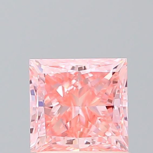 Lab-Grown Princess Diamond - 1.21 Carats, Fancy Vivid Pink Color, VS1 Clarity - Certified by IGI - Report Number: LG582358419