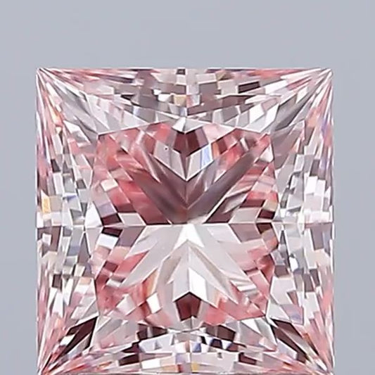 Lab-Grown Princess Diamond - 2.52 Carats, Fancy Intense Pink Color, VS1 Clarity - Certified by IGI - Report Number: LG658494988