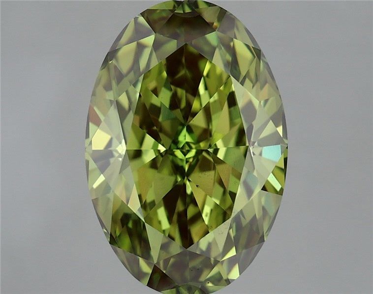 Lab-Grown Oval Diamond - 6.21 Carats, Fancy Vivid Green Color, VS1 Clarity - Certified by IGI - Report Number: LG690524826