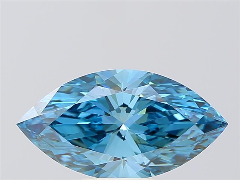 Lab-Grown Marquise Diamond - 2.8 Carats, Fancy Vivid Blue Color, VS1 Clarity - Certified by IGI - Report Number: LG569315927