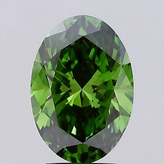 4,08 ct ovaler, im Labor gezüchteter Diamant (Farbe: Fancy Vivid Green, Reinheit: VS1, IGI-zertifiziert)