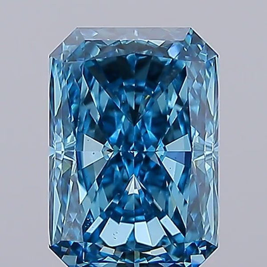 Lab-Grown Radiant Diamond - 4.05 Carats, Fancy Vivid Blue Color, VS1 Clarity - Certified by IGI - Report Number: LG675597059