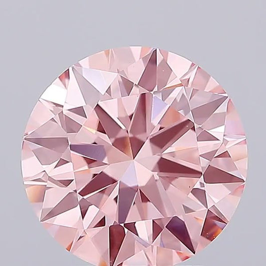 Lab-Grown Round Diamond - 3.01 Carats, Fancy Vivid Pink Color, VVS2 Clarity - Certified by IGI - Report Number: LG684505016