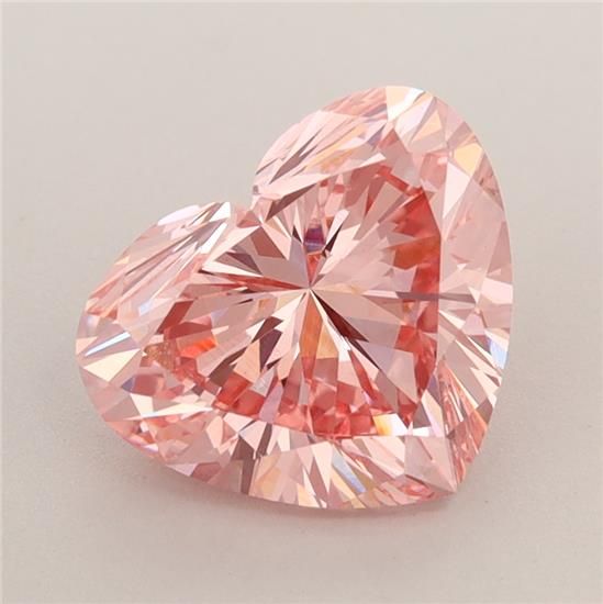 Lab-Grown Heart Diamond - 2.5 Carats, Fancy Vivid Pink Color, VS1 Clarity - Certified by IGI - Report Number: LG576356541