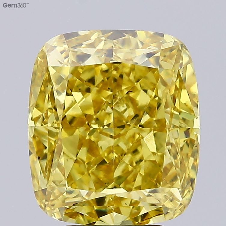 Lab-Grown Cushion Diamond - 6.25 Carats, Fancy Vivid Yellow Color, VS2 Clarity - Certified by IGI - Report Number: LG628497867