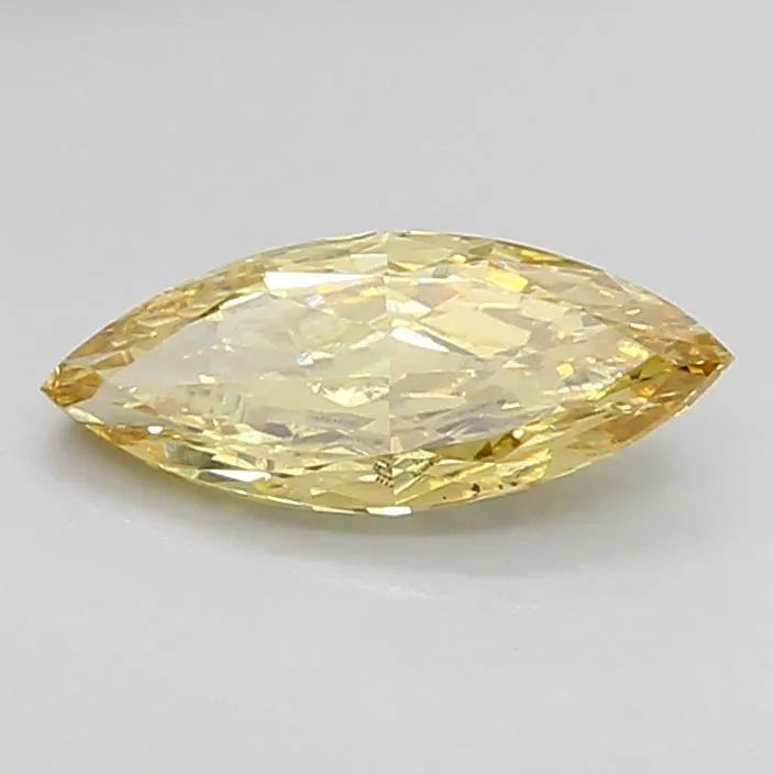 Diamant de laboratoire taille marquise de 1,03 ct (couleur jaune intense fantaisie, pureté VS2, taille GD, certifié IGI)