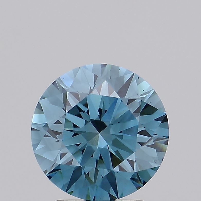 Lab-Grown Round Diamond - 2.5 Carats, Fancy Vivid Greenish Blue Color, VS1 Clarity - Certified by IGI - Report Number: LG494193158
