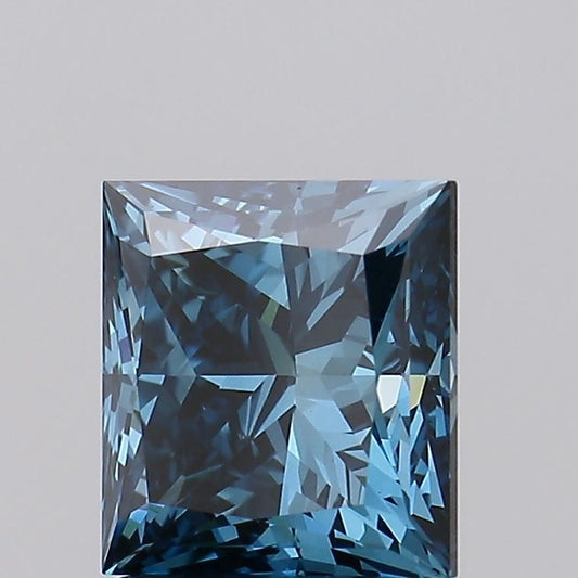 Lab-Grown Princess Diamond - 2.04 Carats, Fancy Vivid Greenish Blue Color, VVS2 Clarity - Certified by IGI - Report Number: LG476153758
