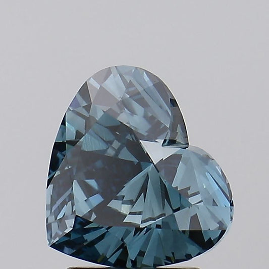 Lab-Grown Heart Diamond - 2.02 Carats, Fancy Vivid Blueish Green Color, VVS2 Clarity - Certified by IGI - Report Number: LG476153759