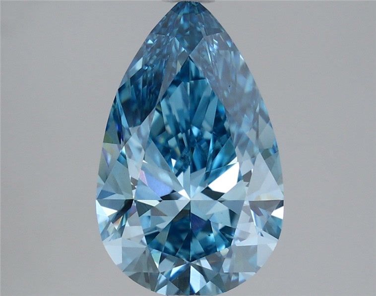 Lab-Grown Pear Diamond - 3.01 Carats, Fancy Vivid Blue Color, VS1 Clarity - Certified by IGI - Report Number: LG681502251
