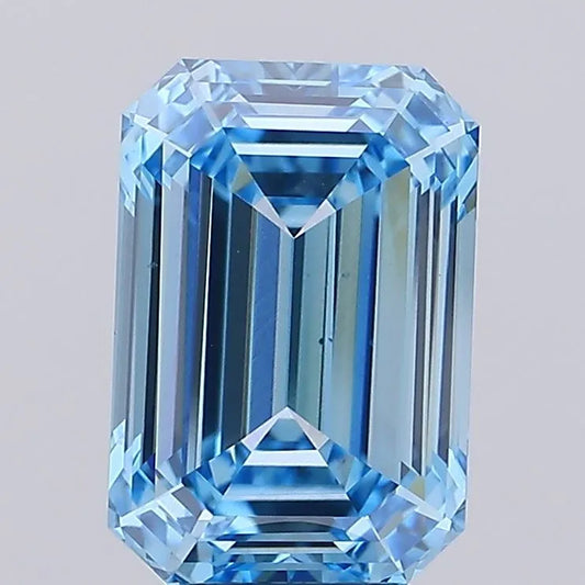 6,01 ct Smaragd-Labordiamant (Farbe: Fancy Vivid Blue, Reinheit: VS1, IGI-zertifiziert)