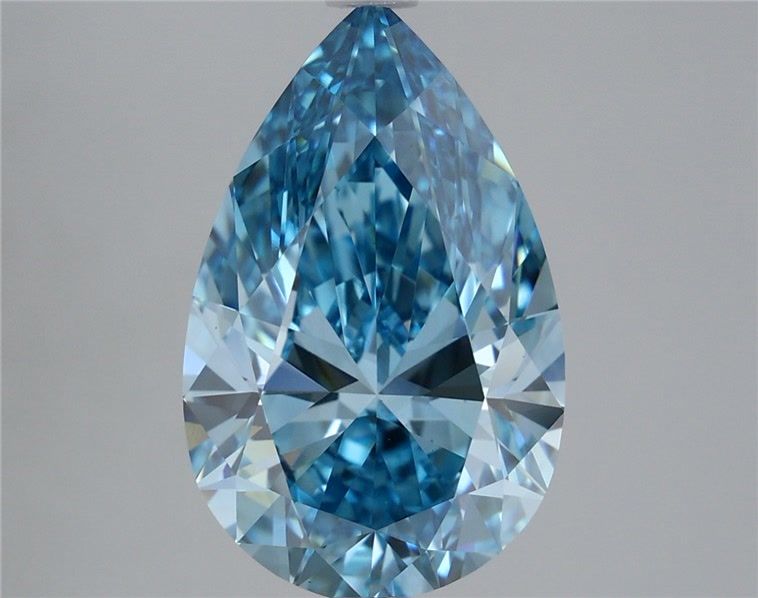Lab-Grown Pear Diamond - 5.01 Carats, Fancy Vivid Blue Color, VS1 Clarity - Certified by IGI - Report Number: LG680551098