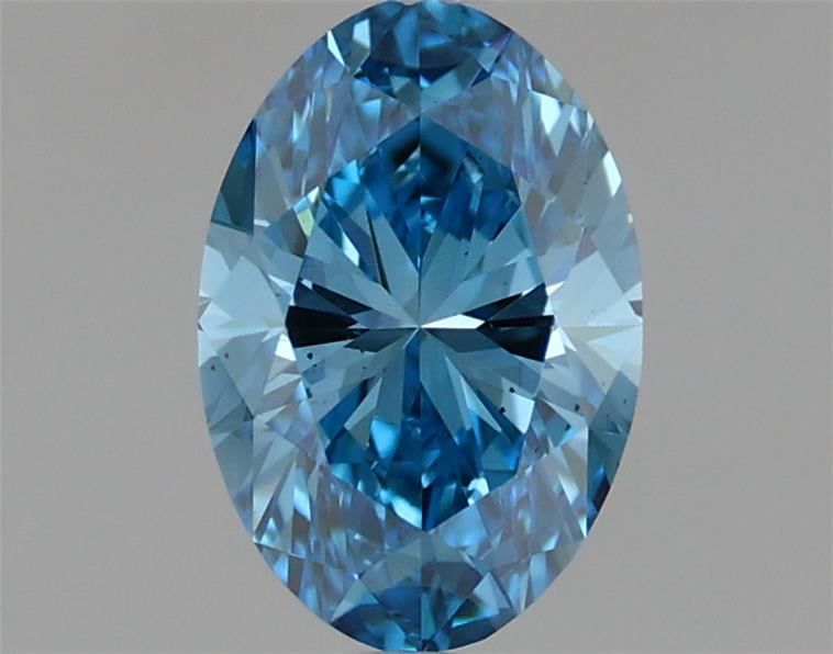 Lab-Grown Oval Diamond - 1.09 Carats, Fancy Vivid Blue Color, VS2 Clarity - Certified by IGI - Report Number: LG597398807