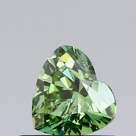 Lab-Grown Heart Diamond - 0.53 Carats, Fancy Vivid Green Color, SI1 Clarity - Certified by IGI - Report Number: LG607370093