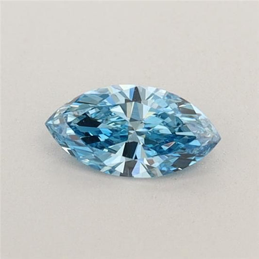 Lab-Grown Marquise Diamond - 0.3 Carats, Fancy Vivid Blue Color, VVS2 Clarity - Certified by IGI - Report Number: LG572332813