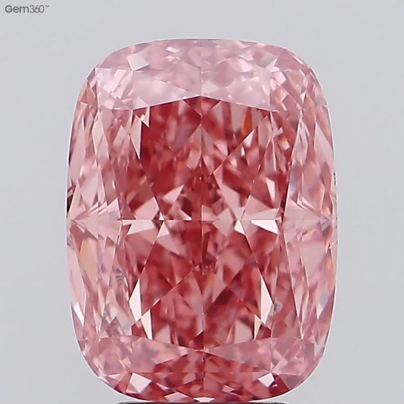 4.06ct Cushion modified Lab Grown Diamond (Colour Fancy Vivid Brownish Pink, Clarity VS2, IGI Certified)