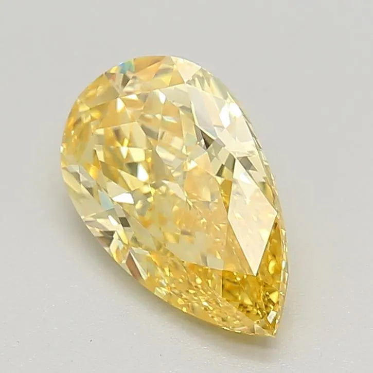 Diamant de laboratoire taille poire de 1,00 ct (couleur jaune vif fantaisie, pureté VS1, certifié IGI)