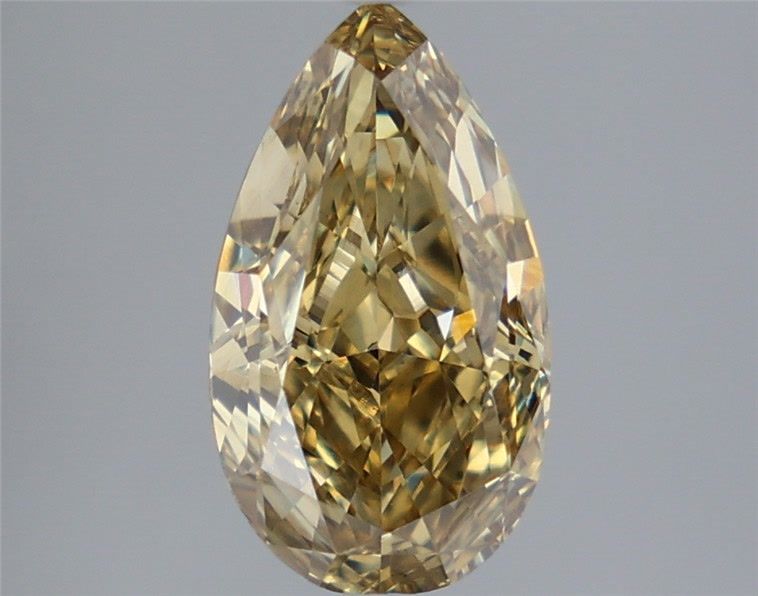 Lab-Grown Pear Diamond - 2.55 Carats, Fancy Intense Gray Yellow Color, VS1 Clarity - Certified by IGI - Report Number: LG634433021