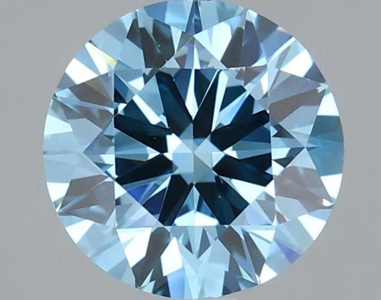 Lab-Grown Round Diamond - 1.5 Carats, Fancy Vivid Blue Color, VS1 Clarity - Certified by IGI - Report Number: LG689558819