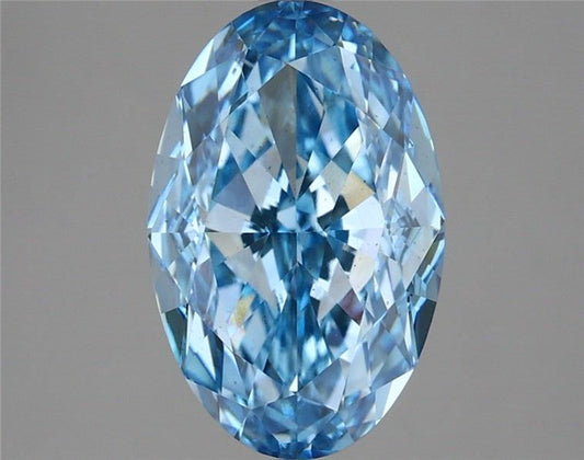 Lab-Grown Oval Diamond - 4.04 Carats, Fancy Vivid Blue Color, VS2 Clarity - Certified by IGI - Report Number: LG666415601