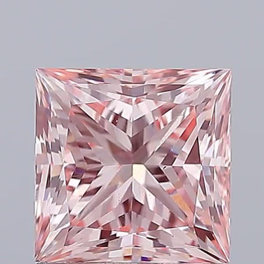 Lab-Grown Princess Diamond - 1.52 Carats, Fancy Vivid Pink Color, VS1 Clarity - Certified by IGI - Report Number: LG662483114