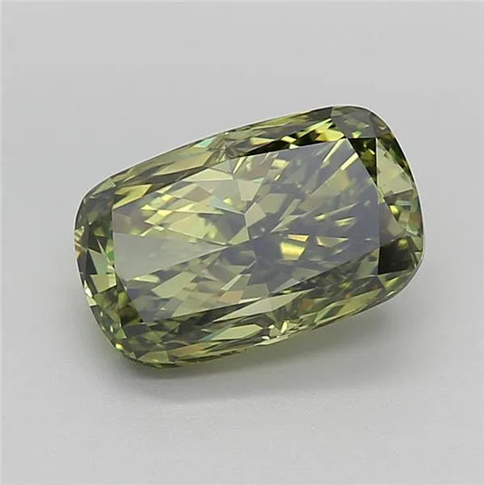 3,04 ct Kissen-Brillant im Labor gezüchteter Diamant (Farbe: Fancy Vivid Green, Reinheit: VVS2, IGI-zertifiziert)