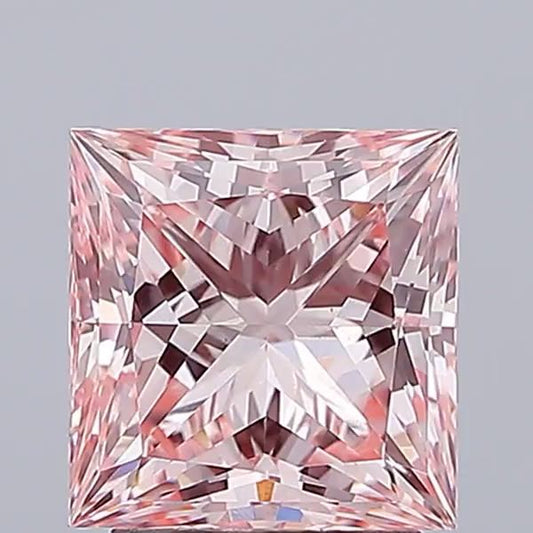 Lab-Grown Princess Diamond - 1.51 Carats, Fancy Intense Pink Color, VVS2 Clarity - Certified by IGI - Report Number: LG662483106