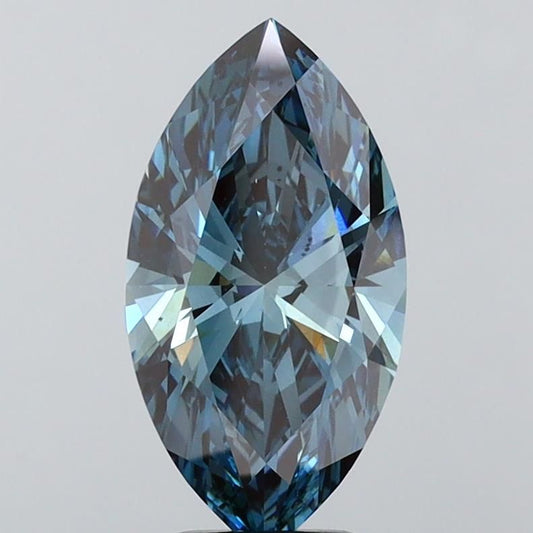 Lab-Grown Marquise Diamond - 3.51 Carats, Fancy Deep Blue Color, VS2 Clarity - Certified by IGI - Report Number: LG593366417