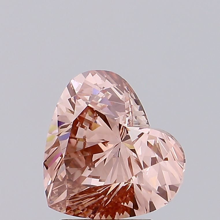 Lab-Grown Heart Diamond - 2.96 Carats, Fancy Intense Brownish Pink Color, VS1 Clarity - Certified by IGI - Report Number: LG497182126