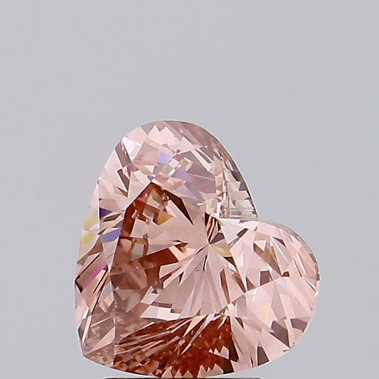 Lab-Grown Heart Diamond - 2.96 Carats, Fancy Intense Brownish Pink Color, VS1 Clarity - Certified by IGI - Report Number: LG497182126