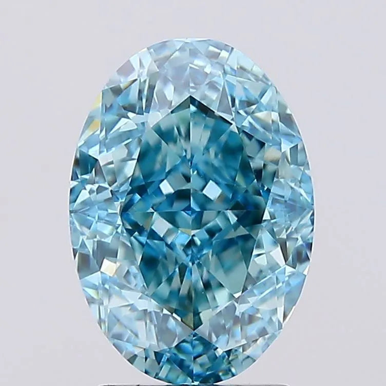 2.57ct Oval Lab Grown Diamond (Colour Fancy Vivid Blue, Clarity VVS2, IGI Certified)