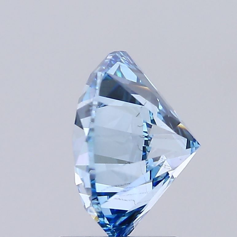 Lab-Grown Round Diamond - 3.0 Carats, Fancy Vivid Blue Color, VS2 Clarity - Certified by IGI - Report Number: LG593370667