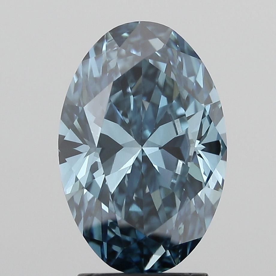 Lab-Grown Oval Diamond - 2.6 Carats, Fancy Vivid Blue Color, VVS2 Clarity - Certified by IGI - Report Number: LG519261244