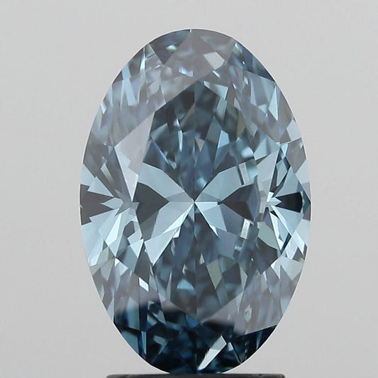 Lab-Grown Oval Diamond - 2.6 Carats, Fancy Vivid Blue Color, VVS2 Clarity - Certified by IGI - Report Number: LG519261244
